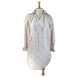 Victoria Beckham Vestido camisero de rayas jacquard rosa Rosa