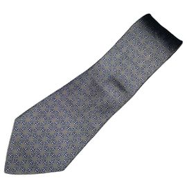 Hermès HERMES Paris 7092 Gravata cravatte de seda OA França Azul Cinza
