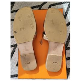 Hermès-Hermès Oran sandals-Metallic