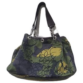 sac cabas fleuri Miu Miu Marron Vert Jaune