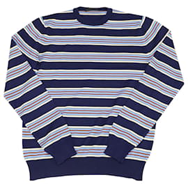 Prada-Suéter con cuello redondo a rayas en lana multicolor de Prada-Multicolor