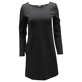 Theory-Theory Long Sleeve Knit Dress in Black Polyester-Black