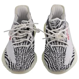 Autre Marque-ADIDAS YEZY BOOST 350 V2 Sneakers Zebra in Cotone Bianco-Bianco