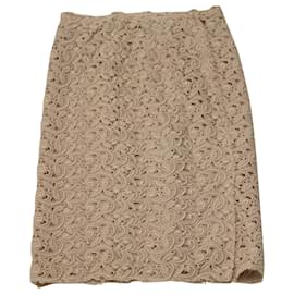 Dolce & Gabbana-Dolce & Gabbana Lace Skirt in Beige Cotton-Beige