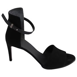 Vince Ankle Strap Open-toe Heels in Black Suede Black