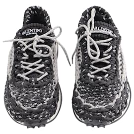 Valentino-Valentino Garavani Crochet Sneakers in Black Polyester-Black