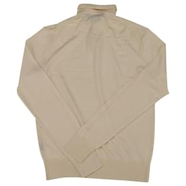 Ralph Lauren-Polo by Ralph Lauren Long Sleeve Polo Shirt in Cream Merino Wool-White,Cream