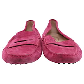 Tod's-Tod's Gommino Driving Shoes in Pink Suede-Pink