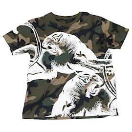 Valentino-Valentino Camouflage with Panther Print T-shirt in Green Cotton-Green