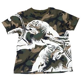 Valentino Camuflagem com T-shirt Panther Print em algodão verde Verde