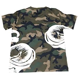 Valentino-Valentino Camouflage with Panther Print T-shirt in Green Cotton-Green