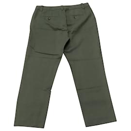 Vince-Vince Straight Leg Trousers in Olive Green Cotton-Green,Olive green
