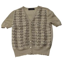 Dolce & Gabbana-Top in tweed lavorato a maglia Dolce e Gabbana in cotone beige-Altro