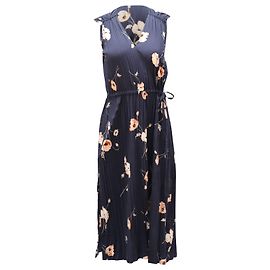Robe plissée à fleurs Vince en polyester bleu marine Bleu Bleu Marine