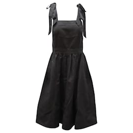 Ulla Johnson-Ulla Johnson Cross Back Midi Dress in Black Cotton-Black