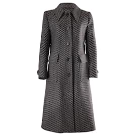 Prada-Prada Tweed Coat in Grey Cotton-Grey