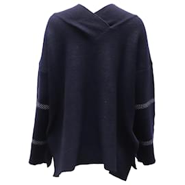 Armani-Armani V-Neck Sweater in Navy Blue Wool-Navy blue