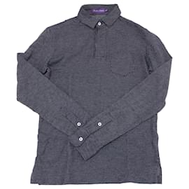 Ralph Lauren-Ralph Lauren Purple Label Long Sleeve Polo Shirt in Navy Blue Cotton-Blue,Navy blue