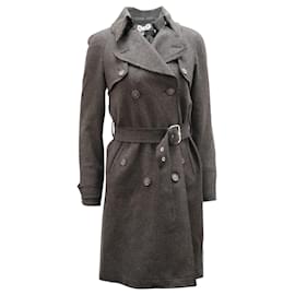 Dolce & Gabbana-Dolce & Gabbana Double-Breasted Trench Coat in Grey Wool-Grey
