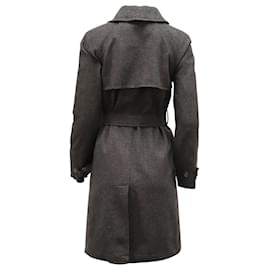 Dolce & Gabbana-Dolce & Gabbana Double-Breasted Trench Coat in Grey Wool-Grey