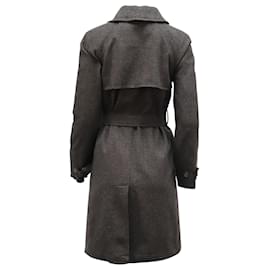 Dolce & Gabbana-Dolce & Gabbana lined-Breasted Trench Coat in Grey Wool-Grey