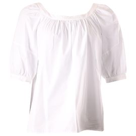 Blusa Camponesa Miu Miu mangas bufantes em algodão branco Branco