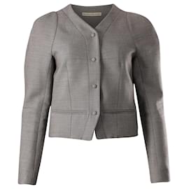 Balenciaga-Balenciaga Maßgeschneiderte Jacke mit Puffärmeln aus grauer Wolle-Grau