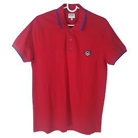 Camisa polo Kenzo com linhas vermelhas e azuis de algodão Vermelho Azul