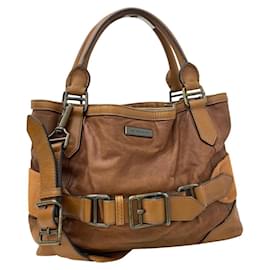 Burberry-Leather Shoulder Bag-Brown