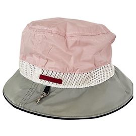 Cappello a secchiello Prada in nylon rosa bianco verde oliva Rosa Bianco Verde oliva
