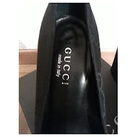 Gucci-SCARPE GUCCI IN TELA CON LOGO-Nero