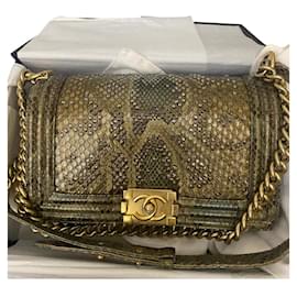 Chanel Borsa da ragazzo Stampa python Rame