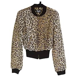 Dolce & Gabbana-D & G blouson long sleeve / leopard print / zip up / short length / spring / autumn brown x ivory x multi-Brown