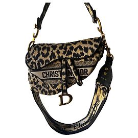 Bolsa Dior Saddle Mizza Leopardo Bege Preto Bege Areia