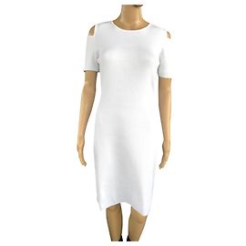 Autre Marque Frankie Morello Kleid Weiß Viscose Gestrickt mit Logo Weiß