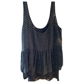 Top Club Monaco de seda azul marinho com bolinhas brancas Azul marinho