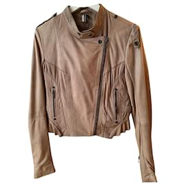 Topshop-Chaqueta de cuero Top Shop-Beige