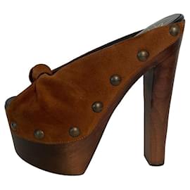 Giuseppe Zanotti Suede Clogs Cognac 36 Cognac