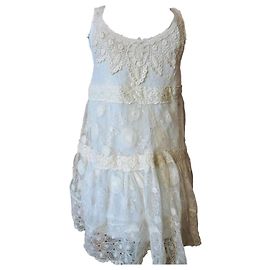 Autre Marque Vestido de renda Choklate cor eggshell de algodão Fora de branco