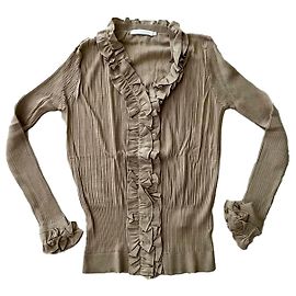 Anne Fontaine Strickjacke Sand Baumwolle Größe 42 Sand
