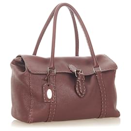 Fendi-Sac à bandoulière en cuir marron Selleria Linda Fendi-Marron