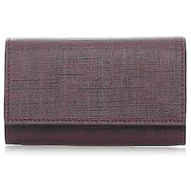 Fendi-Fendi Brown Zucca Canvas Key Holder-Brown,Dark brown