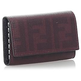 Fendi-Fendi Brown Zucca Canvas Key Holder-Brown,Dark brown