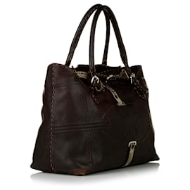 Fendi-Sac à main en cuir noir Selleria Grand Borghese Fendi-Noir