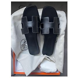 Hermès Pantofole Hermes Oran Nero