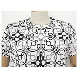Hermès-NEW HERMES TSHIRT DRESS WITH ROPE PRINT M 40 IN WHITE COTTON NEW COTTON DRESS-White