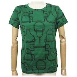 Hermès-NINE HERMES TSHIRT MICRO PROJECTS CARRES M 40 H0H4604DY4Y40 GREEN COTTON NEW-Green