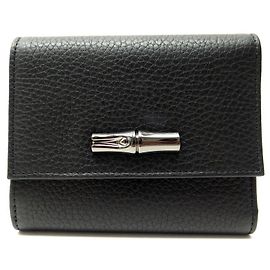 NEW LONGCHAMP ROSEAU ESSENTIAL WALLET 30000968001 Taurillon leather Black
