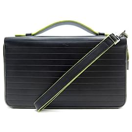 Christian Dior-CHRISTIAN DIOR HOMME XXL ZIPPED WALLET POUCH IN BLACK LEATHER-Black