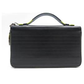 Christian Dior-CHRISTIAN DIOR HOMME XXL ZIPPED WALLET POUCH IN BLACK LEATHER-Black